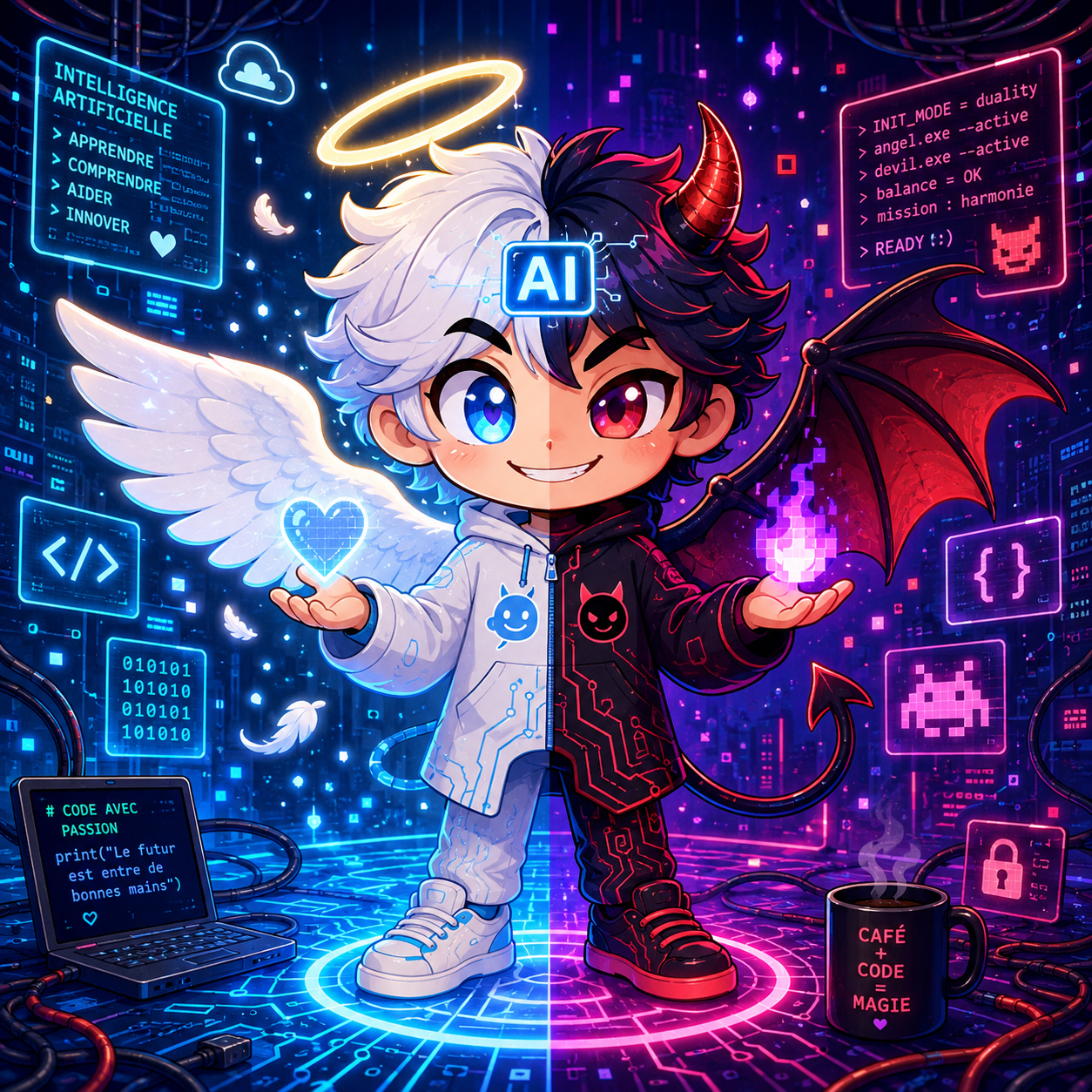 Cover illustration: AI as BFF and nemesis